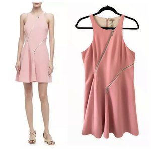 NEW Rebecca Minkoff Glamrock Crepe Zipper Pink A-Line Dress Size 8